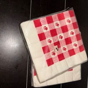 Vintage C.A. Reed Facial Tissue Napkins‎ | Red Gingham Tulip Flower | 2 packs